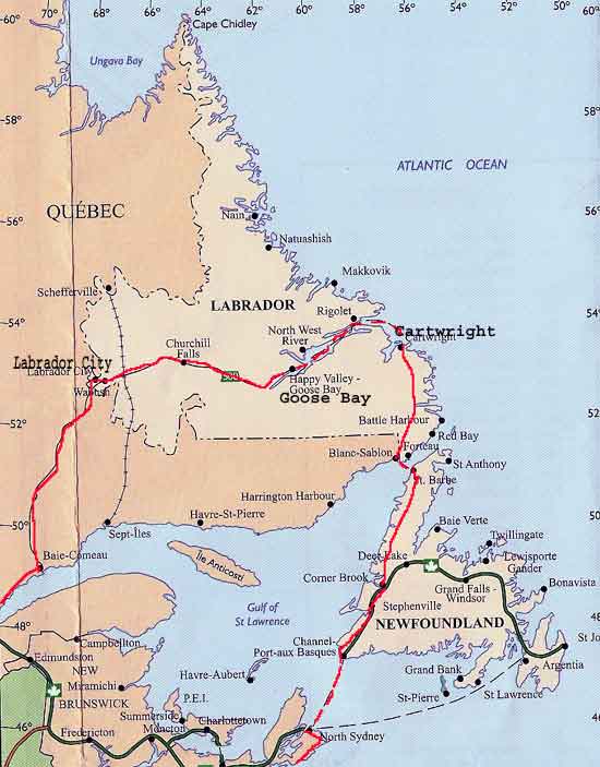 �bersicht von NovScotia bis Labrador