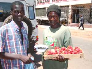Zomba, Obstverk�ufer mit Touristenpreisen